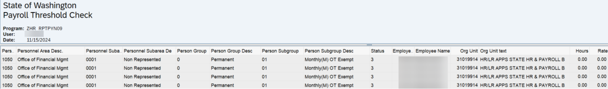 Report results for OFM highlighted.