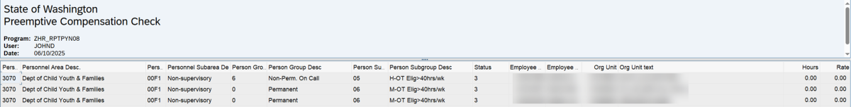Report results for Dept of Child Youth and Families displayed.