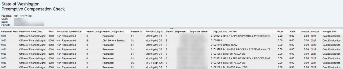 Report results for OFM displayed.