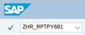 Command field with transaction code ZHR_RPTPY681.