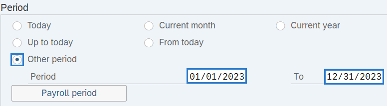 Period and Period To fields highlighted.