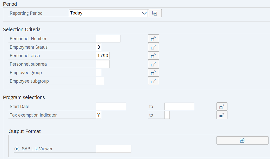 Employment Status field with value of 3 and Personnel area with value of 1790 displayed.