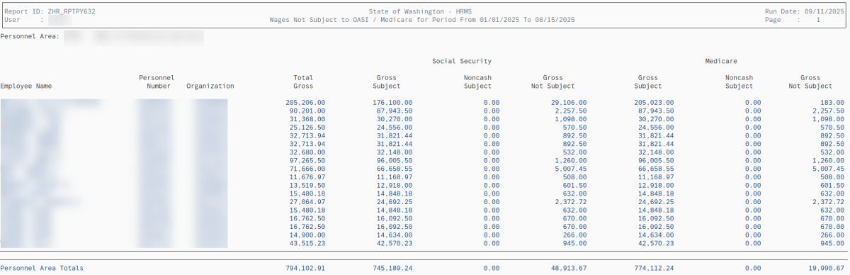 Report results displayed.