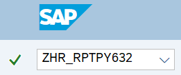 Command field with transaction code ZHR_RPTPY632.