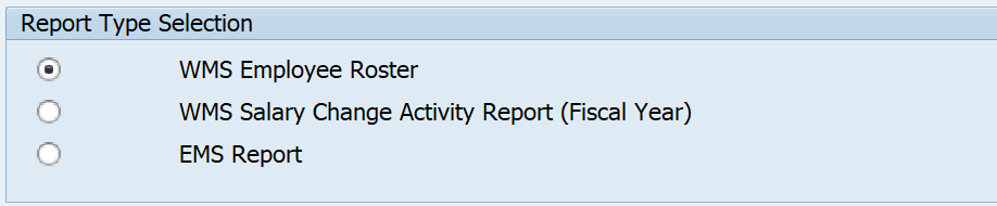 Screenshot of report type selection.