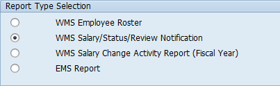 Screenshot of report type selection.