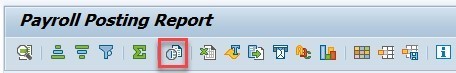 Payroll Posting Report menu with Print Preview button highlighted